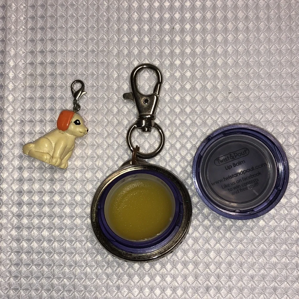 5 Girls’ Keychains Bag Clips Joke Book Anime Ballerina, Baker Lip Balm Puppy